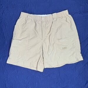 AFTCO Bluewater Fishing Shorts Tan Mens‎ Size 42 Measure 36 Nylon Cargo Pockets